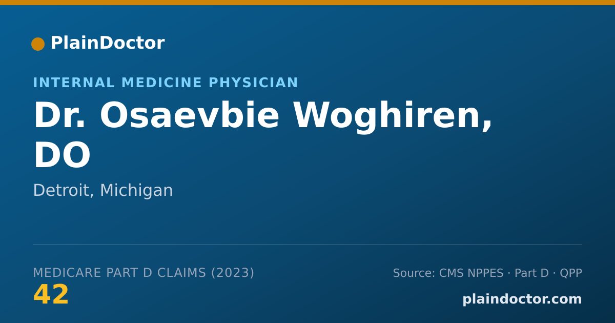 Shareable card for Osaevbie Woghiren, DO - Internal Medicine Physician, Detroit, MI