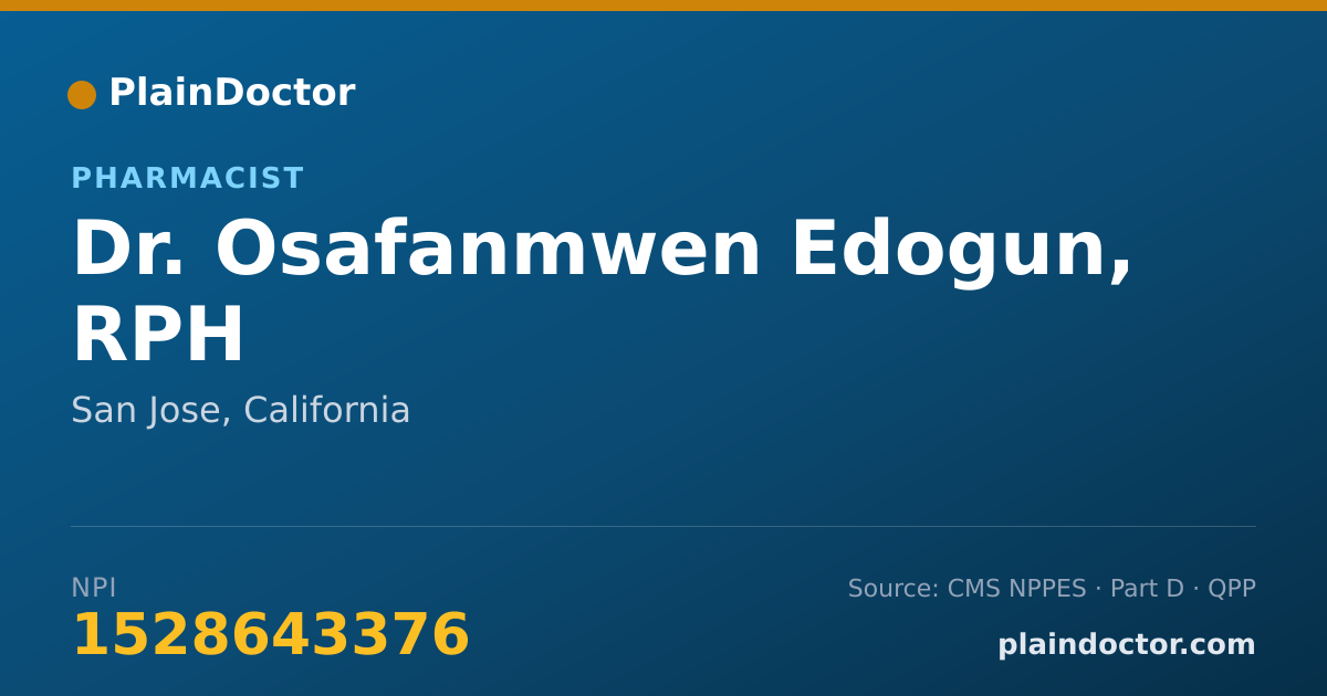 Shareable card for Osafanmwen Edogun, RPH - Pharmacist, San Jose, CA