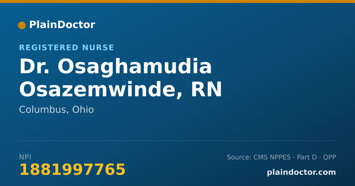 Shareable card for Osaghamudia Osazemwinde, RN - Registered Nurse, Columbus, OH