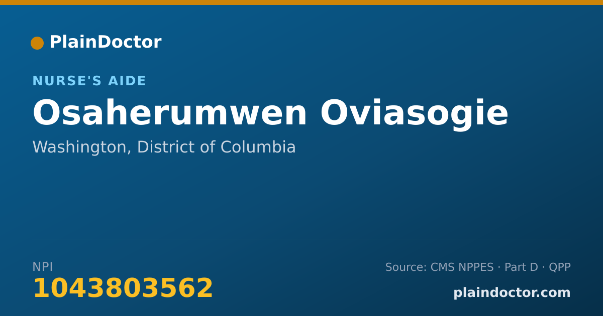 Shareable card for Osaherumwen Oviasogie - Nurse's Aide, Washington, DC