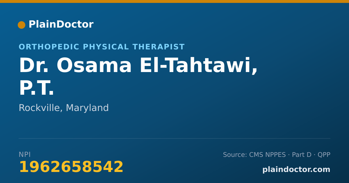 Shareable card for Osama El-Tahtawi, P.T. - Orthopedic Physical Therapist, Rockville, MD