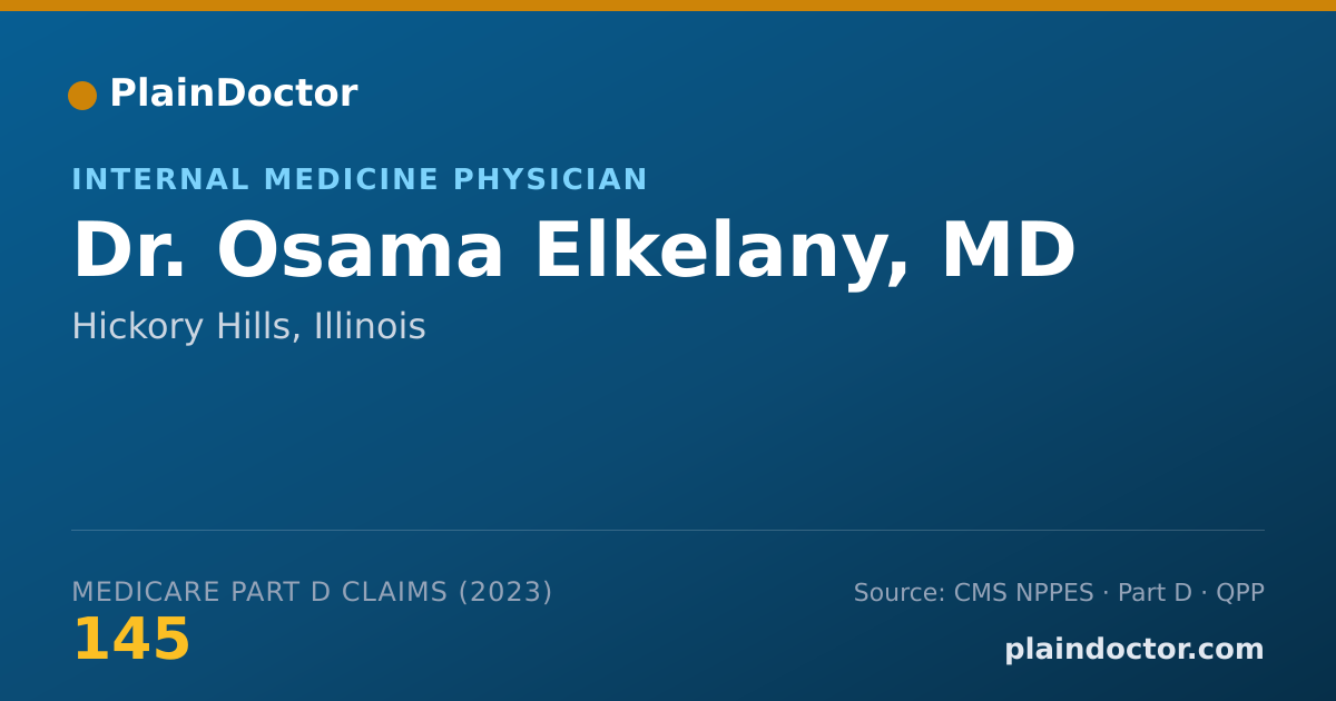 Shareable card for Osama Elkelany, MD - Internal Medicine Physician, Hickory Hills, IL