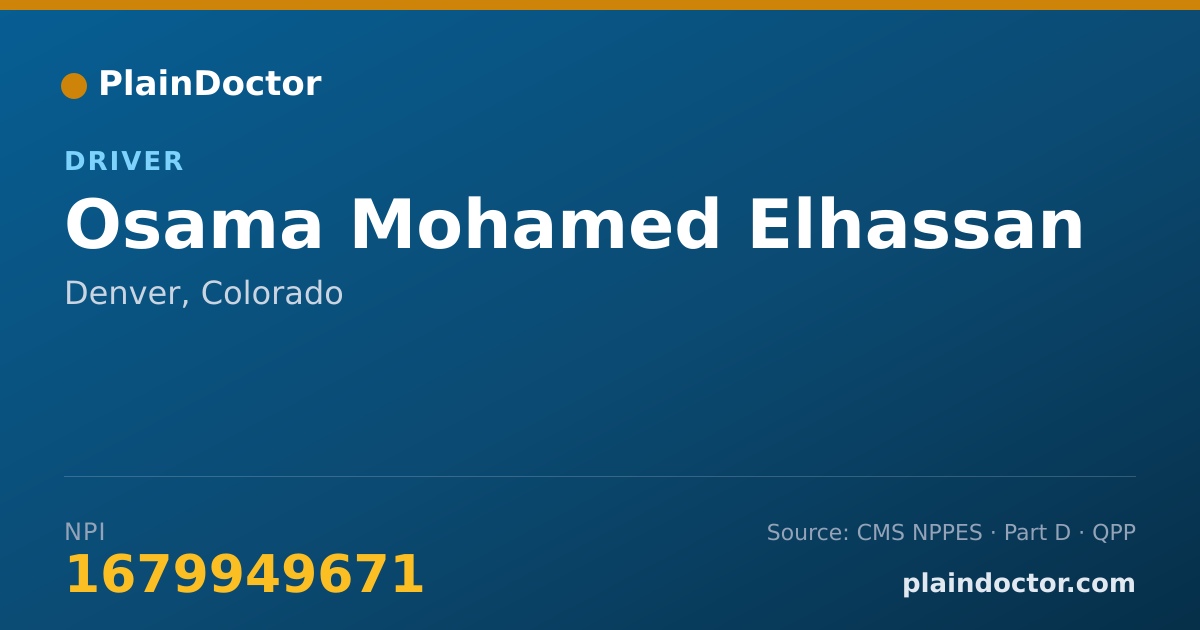 Shareable card for Osama Mohamed Elhassan - Driver, Denver, CO