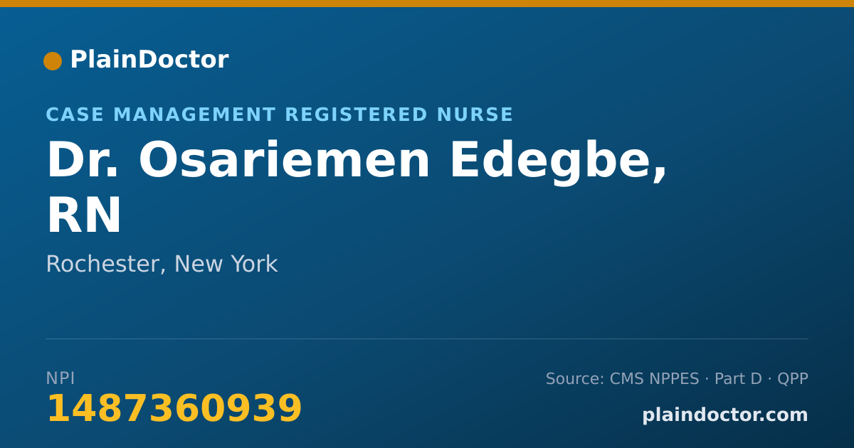 Shareable card for Osariemen Edegbe, RN - Case Management Registered Nurse, Rochester, NY