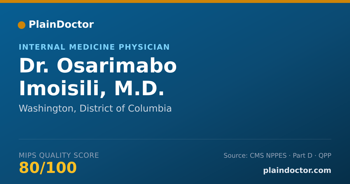 Shareable card for Osarimabo Imoisili, M.D. - Internal Medicine Physician, Washington, DC
