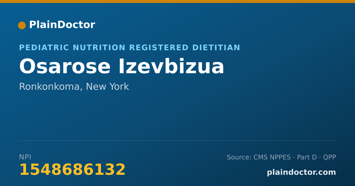 Shareable card for Osarose Izevbizua - Pediatric Nutrition Registered Dietitian, Ronkonkoma, NY