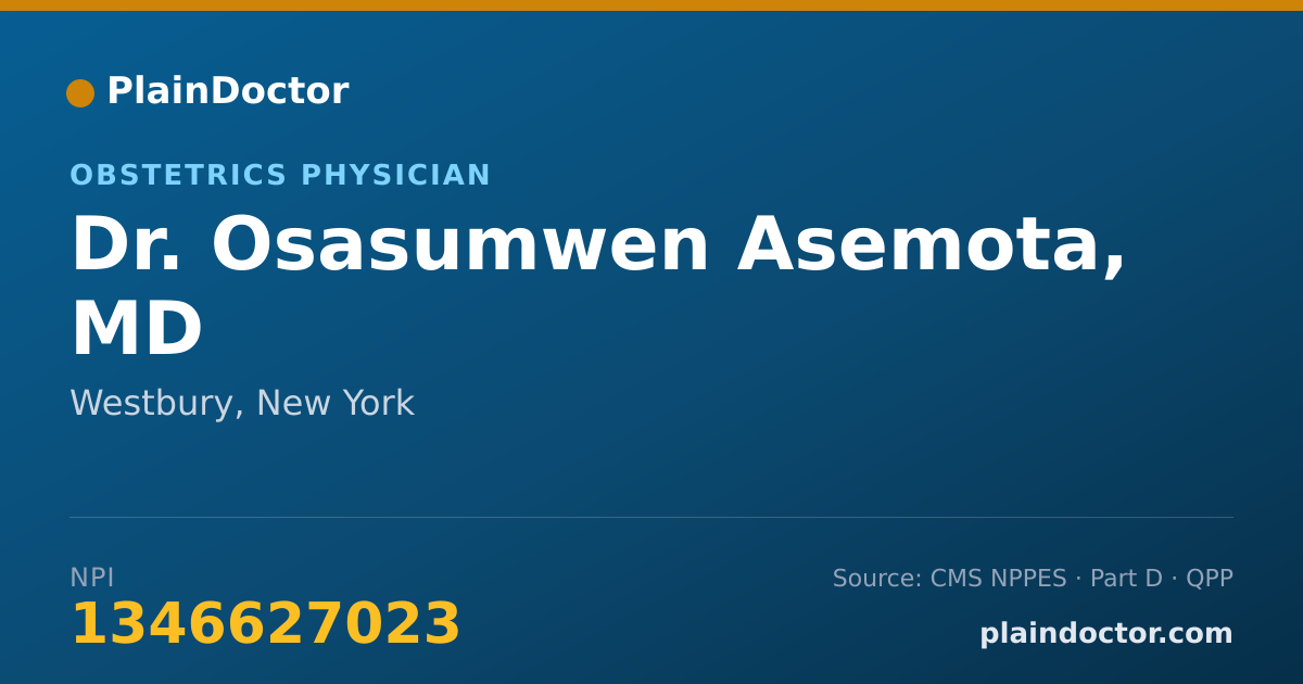 Shareable card for Osasumwen Asemota, MD - Obstetrics Physician, Westbury, NY