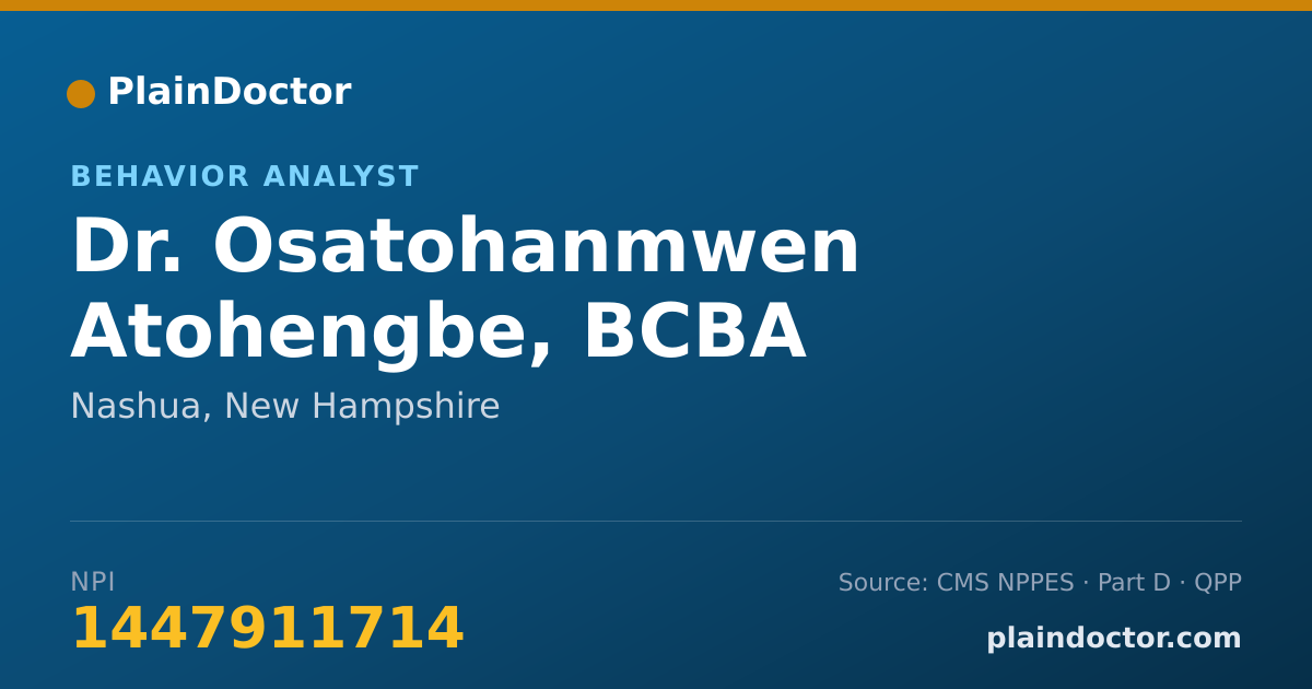 Shareable card for Osatohanmwen Atohengbe, BCBA - Behavior Analyst, Nashua, NH