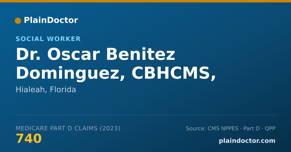 Shareable card for Oscar Benitez Dominguez, CBHCMS, APRN - Social Worker, Hialeah, FL