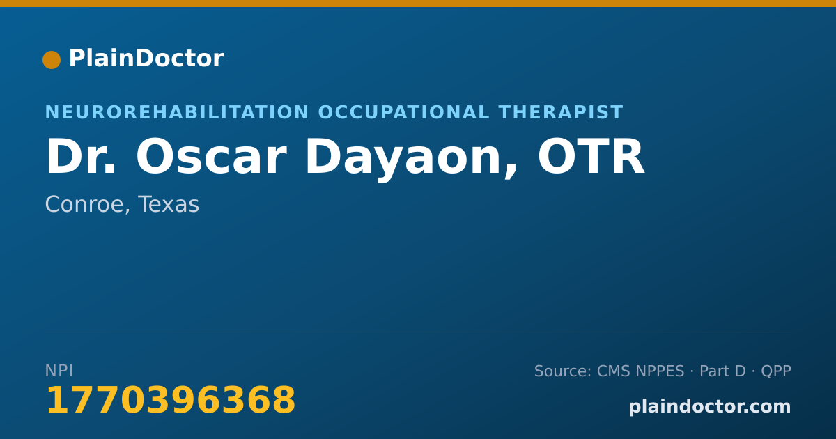 Shareable card for Oscar Dayaon, OTR - Neurorehabilitation Occupational Therapist, Conroe, TX