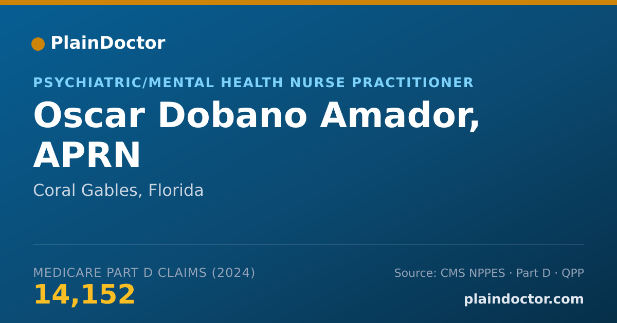 Shareable card for Oscar Dobano Amador, APRN - Family Nurse Practitioner, Coral Gables, FL