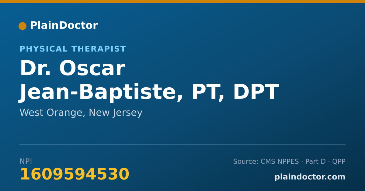 Shareable card for Oscar Jean-Baptiste, PT, DPT - Physical Therapist, West Orange, NJ