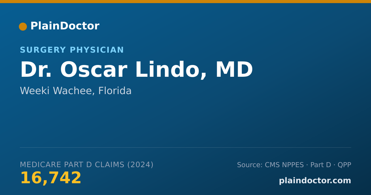 Shareable card for Oscar Lindo, MD - Surgery Physician, Weeki Wachee, FL
