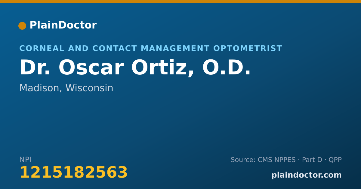 Shareable card for Oscar Ortiz, O.D. - Corneal and Contact Management Optometrist, Madison, WI