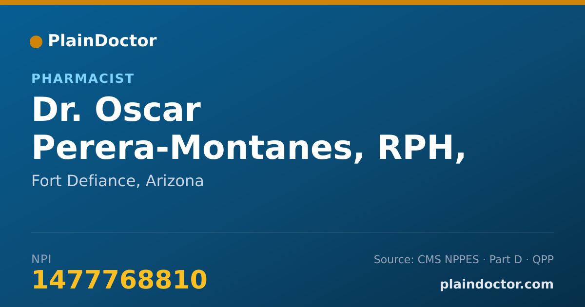 Shareable card for Oscar Perera-Montanes, RPH, MBA - Pharmacist, Fort Defiance, AZ