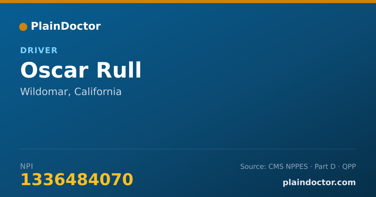 Shareable card for Oscar Rull - Driver, Wildomar, CA