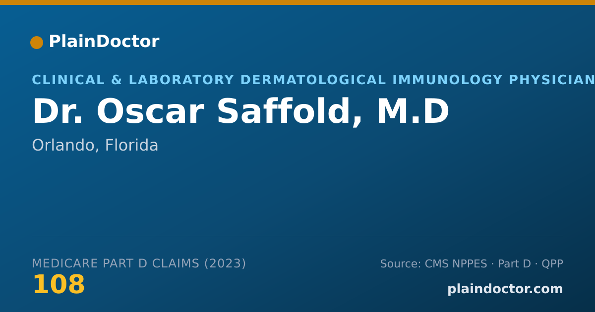 Shareable card for Oscar Saffold, M.D - Clinical & Laboratory Dermatological Immunology Physician, Orlando, FL