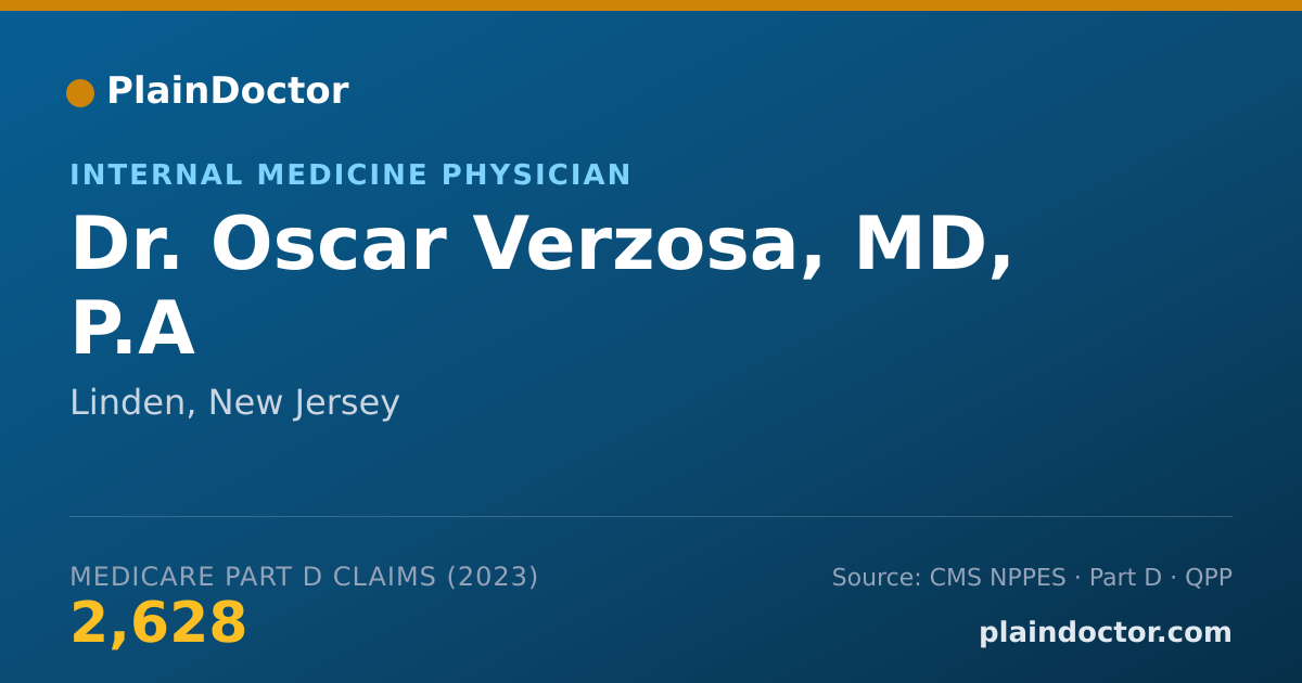 Shareable card for Oscar Verzosa, MD, P.A - Internal Medicine Physician, Linden, NJ