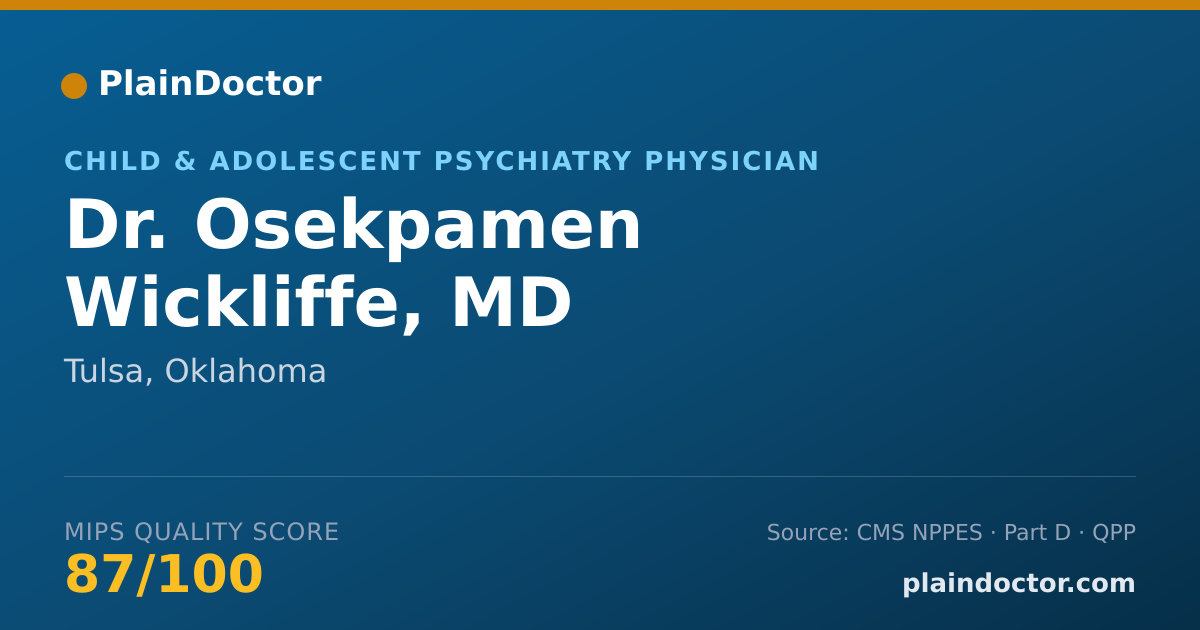 Shareable card for Osekpamen Wickliffe, MD - Child & Adolescent Psychiatry Physician, Tulsa, OK
