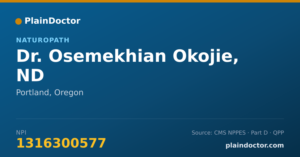 Shareable card for Osemekhian Okojie, ND - Naturopath, Portland, OR