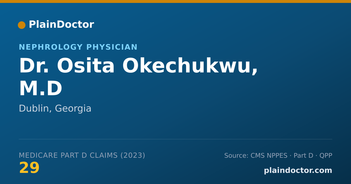 Shareable card for Osita Okechukwu, M.D - Nephrology Physician, Dublin, GA