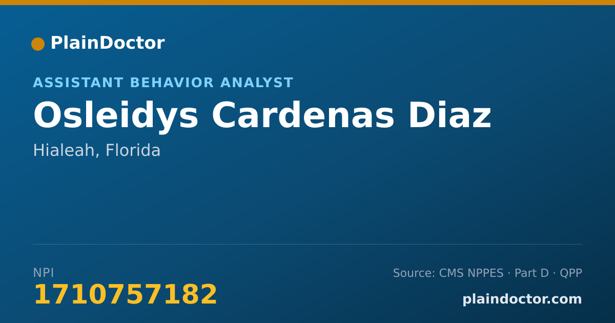 Shareable card for Osleidys Cardenas Diaz - Assistant Behavior Analyst, Hialeah, FL
