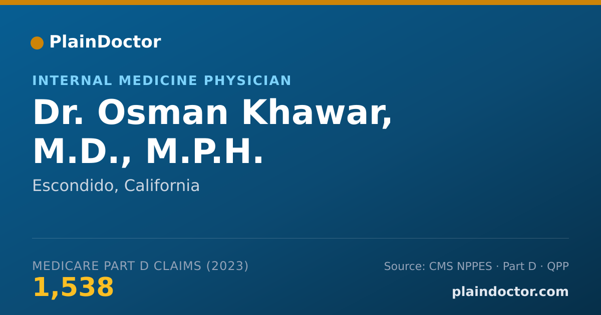 Shareable card for Osman Khawar, M.D., M.P.H. - Internal Medicine Physician, Escondido, CA
