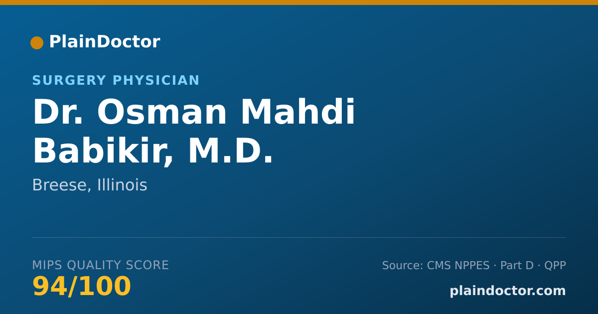 Shareable card for Osman Mahdi Babikir, M.D. - Surgery Physician, Breese, IL