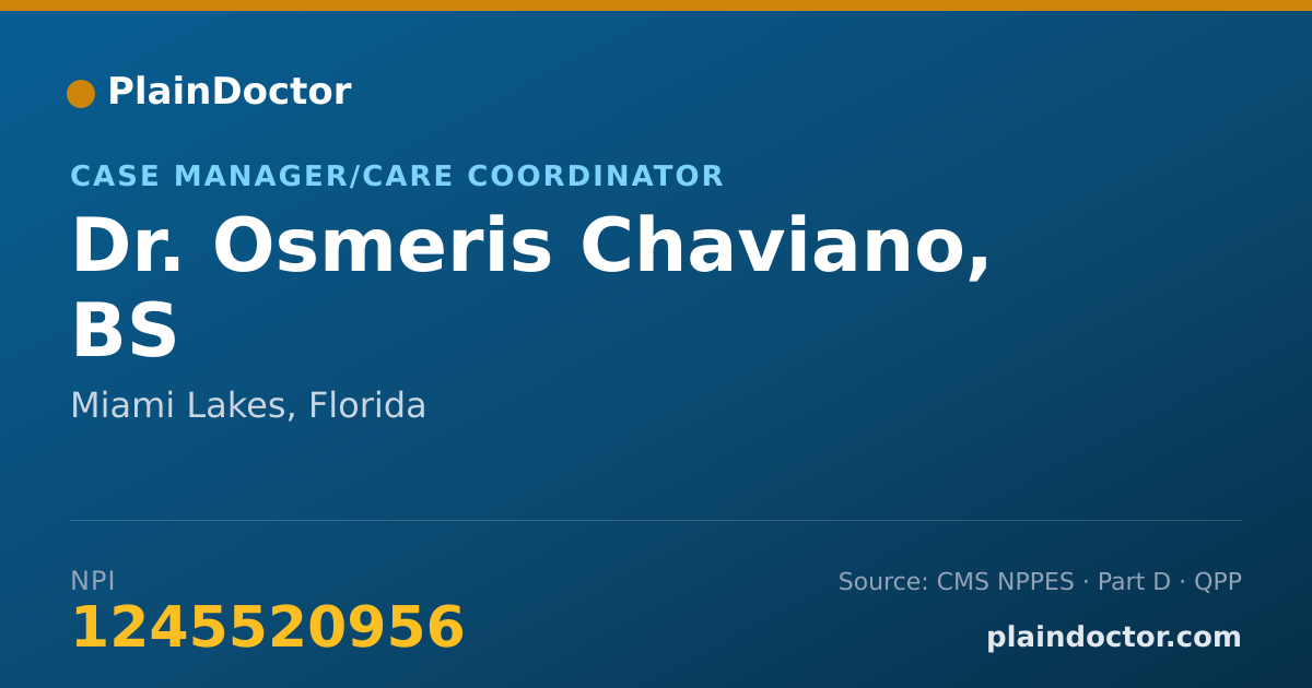 Shareable card for Osmeris Chaviano, BS - Case Manager/Care Coordinator, Miami Lakes, FL