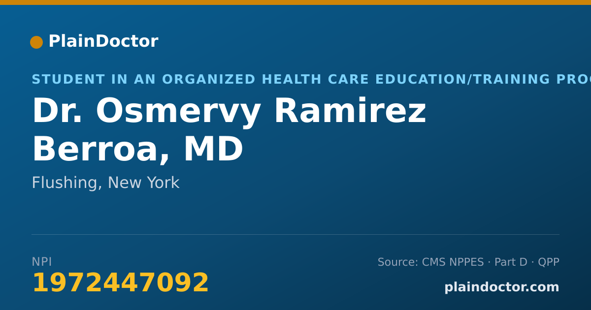 Shareable card for Osmervy Ramirez Berroa, MD - Student in an Organized Health Care Education/Training Program, Flushing, NY