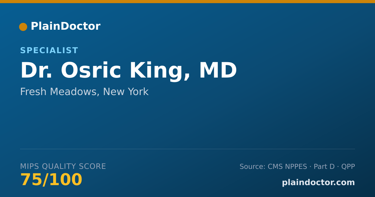 Shareable card for Osric King, MD - Specialist, Fresh Meadows, NY