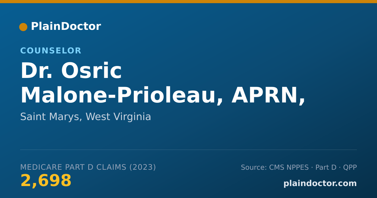 Shareable card for Osric Malone-Prioleau, APRN, CRC - Counselor, Saint Marys, WV