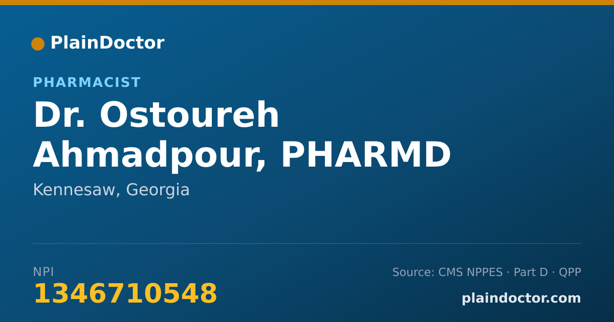 Shareable card for Ostoureh Ahmadpour, PHARMD - Pharmacist, Kennesaw, GA