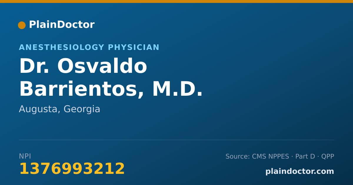 Shareable card for Osvaldo Barrientos, M.D. - Anesthesiology Physician, Augusta, GA
