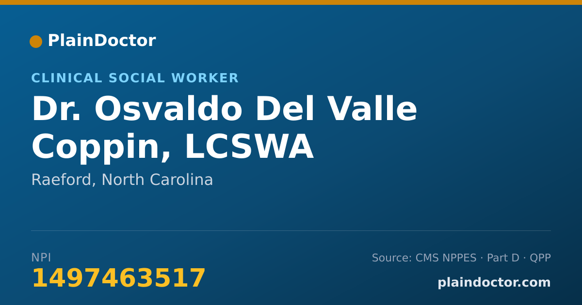 Shareable card for Osvaldo Del Valle Coppin, LCSWA - Clinical Social Worker, Raeford, NC
