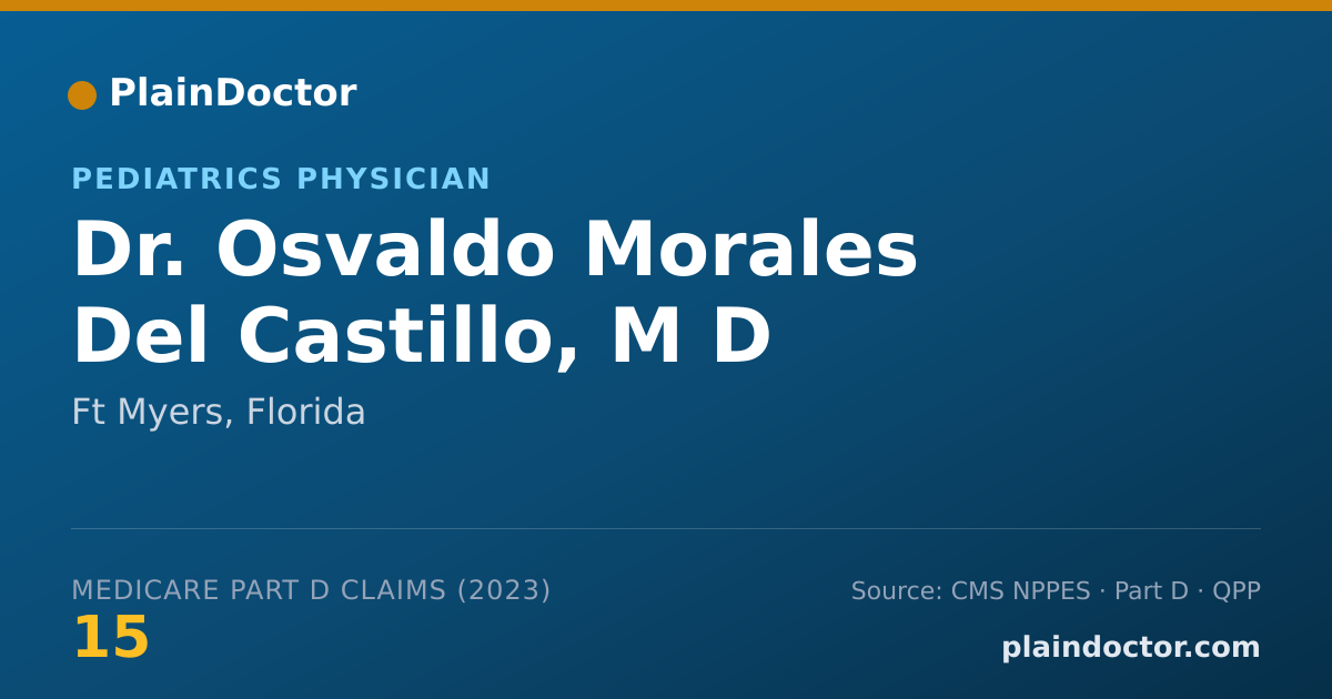 Shareable card for Osvaldo Morales Del Castillo, M D - Pediatrics Physician, Ft Myers, FL