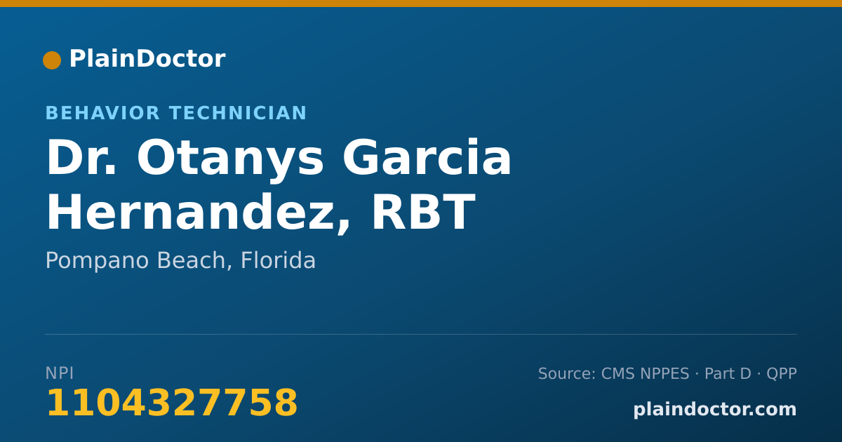 Shareable card for Otanys Garcia Hernandez, RBT - Behavior Technician, Pompano Beach, FL