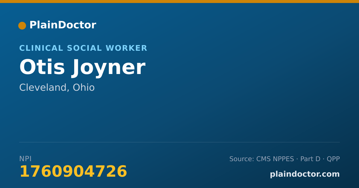 Shareable card for Otis Joyner - Clinical Social Worker, Cleveland, OH