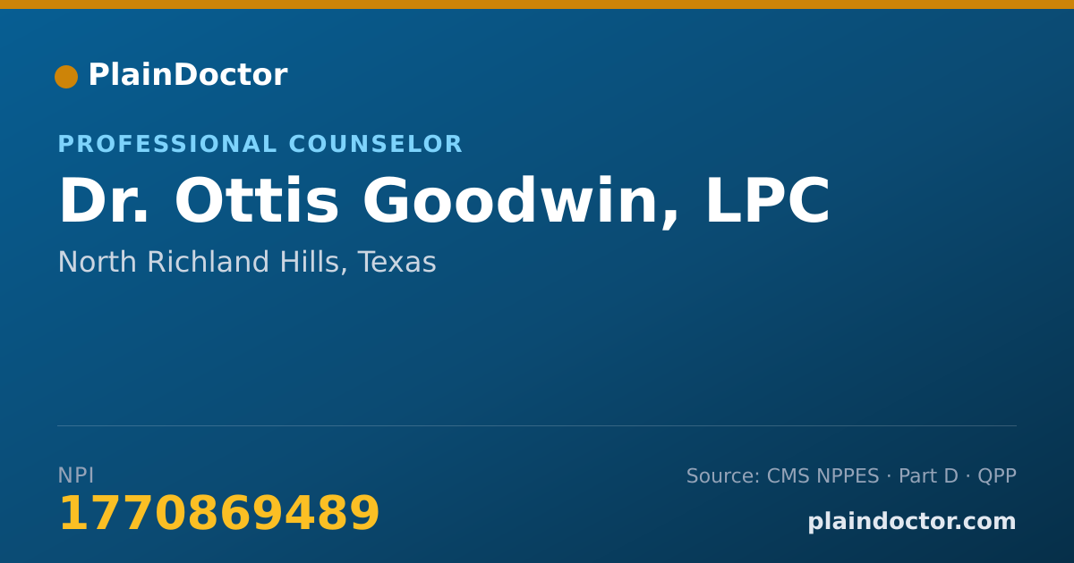 Shareable card for Ottis Goodwin, LPC - Professional Counselor, North Richland Hills, TX