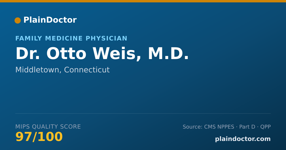 Shareable card for Otto Weis, M.D. - Family Medicine Physician, Middletown, CT