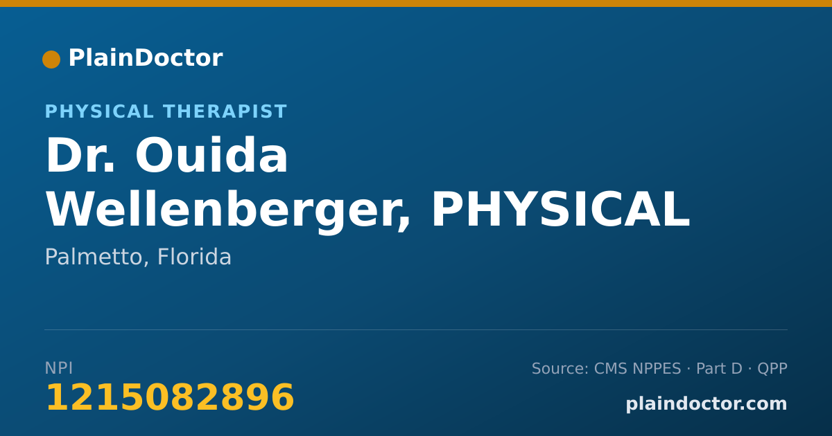Shareable card for Ouida Wellenberger, PHYSICAL THERAPIST - Physical Therapist, Palmetto, FL