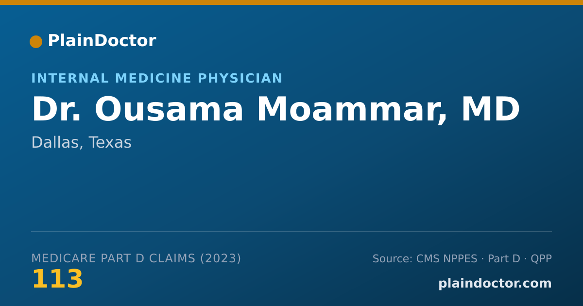 Shareable card for Ousama Moammar, MD - Internal Medicine Physician, Dallas, TX