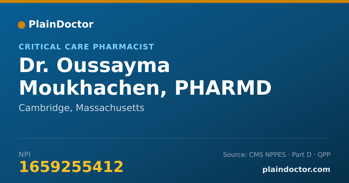 Shareable card for Oussayma Moukhachen, PHARMD - Critical Care Pharmacist, Cambridge, MA