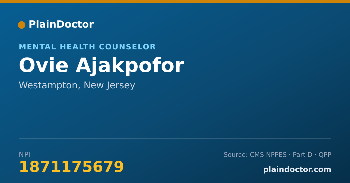 Shareable card for Ovie Ajakpofor - Mental Health Counselor, Westampton, NJ