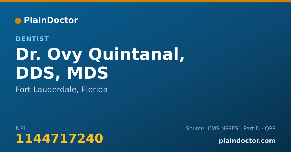 Shareable card for Ovy Quintanal, DDS, MDS - Dentist, Fort Lauderdale, FL