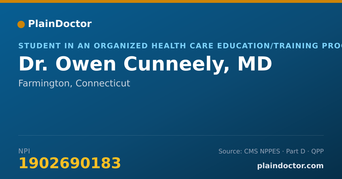 Shareable card for Owen Cunneely, MD - Student in an Organized Health Care Education/Training Program, Farmington, CT