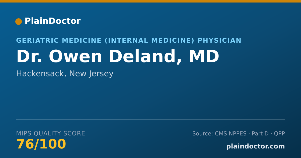 Shareable card for Owen Deland, MD - Geriatric Medicine (Internal Medicine) Physician, Hackensack, NJ
