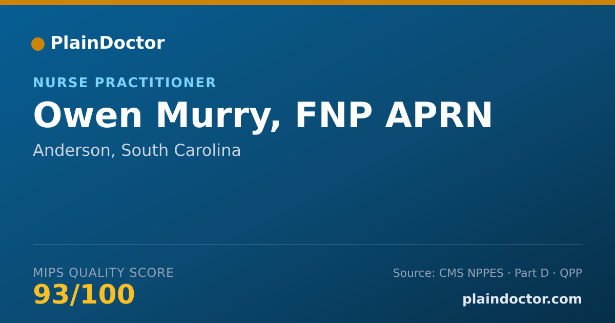 Shareable card for Owen Murry, FNP APRN - Nurse Practitioner, Anderson, SC