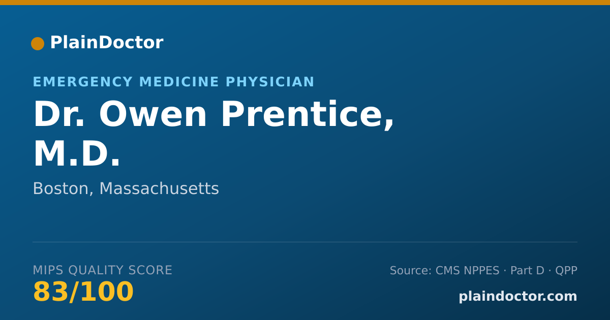 Shareable card for Owen Prentice, M.D. - Emergency Medicine Physician, Boston, MA