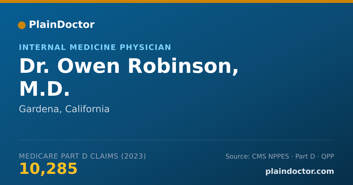 Shareable card for Owen Robinson, M.D. - Internal Medicine Physician, Gardena, CA